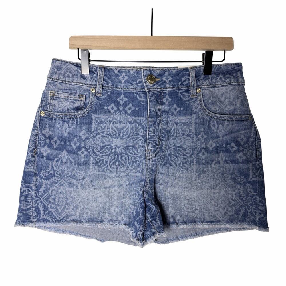 Maurices High Rise Jean Shorts Cut Off 3.5" inseam Blue Denim Design size 14
